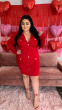 Amor Blazer Dress- Red