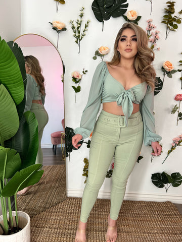 No Explanations Pants- Sage Green